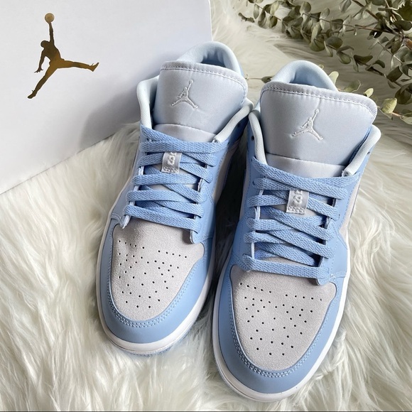 Nike Air Jordan 1 Low Football Grey White Aluminum UNC W9 - Picture 6 of 14